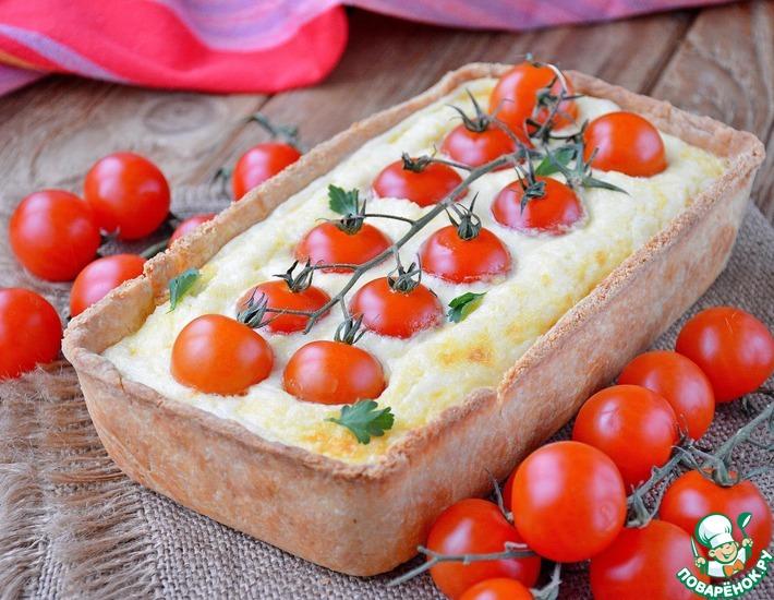 Рецепт: Киш с адыгейским сыром и помидорами черри