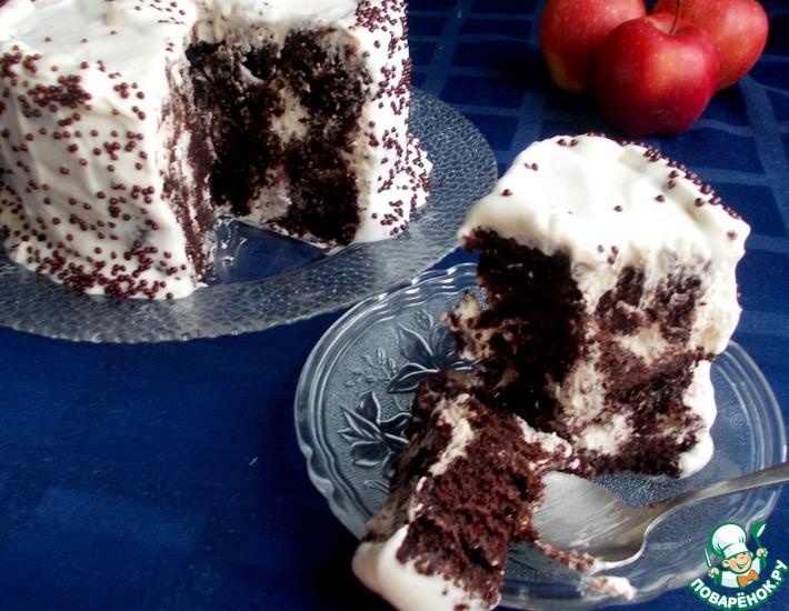 Рецепт: Шоколадно-сливочный торт для Ксюшеньки