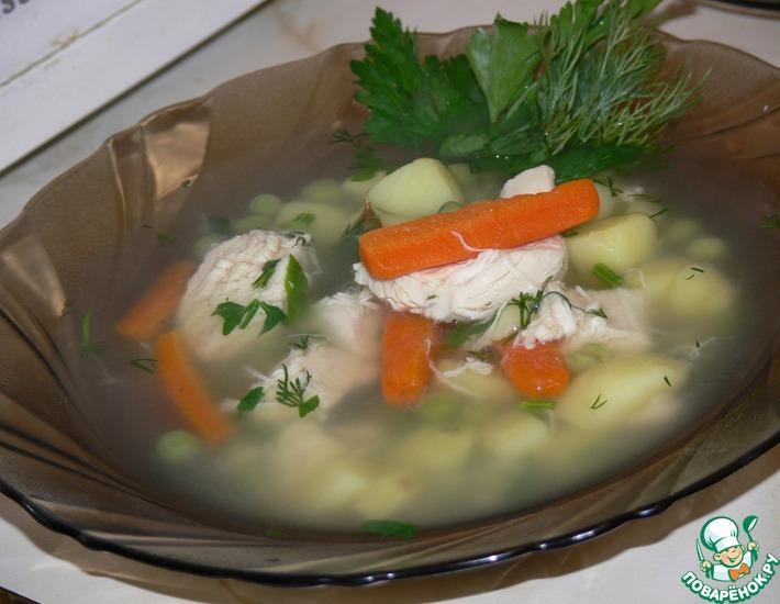 Рецепт: Суп куриный с зеленым горошком