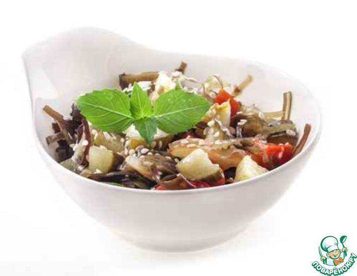 Рецепт: Тушеные овощи с морской капустой