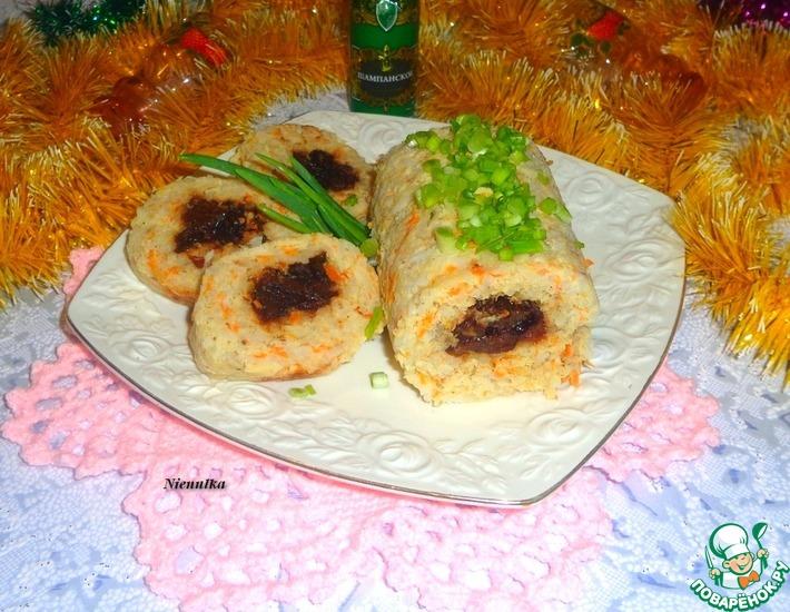 Рецепт: Рыбно-рисовый рулет с черносливом
