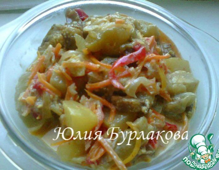 Рецепт: Овощное рагу со сметаной