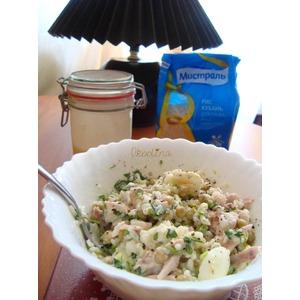 Салат с рисом и домашним майонезом