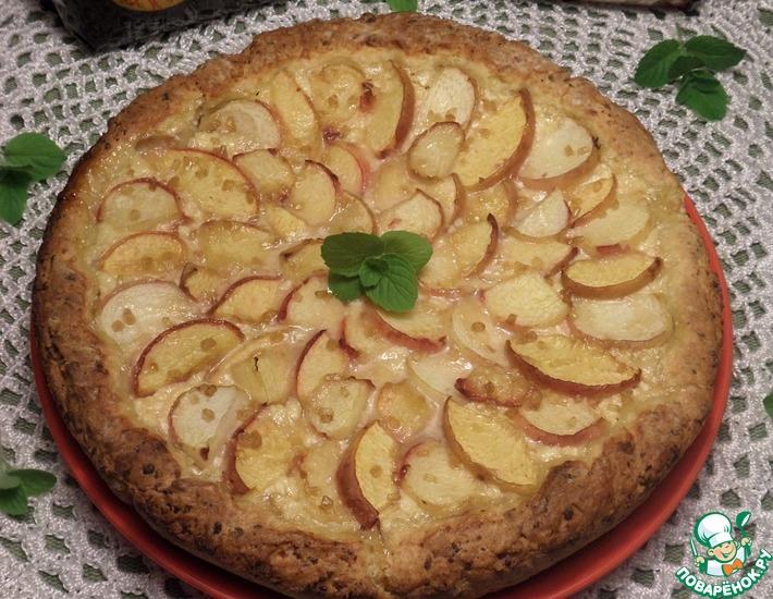 Рецепт: Пирог с персиками Двойной творожный