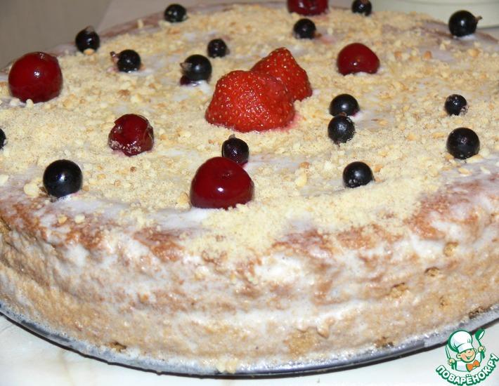 Рецепт: Бисквитный торт со сливочно-белковым кремом