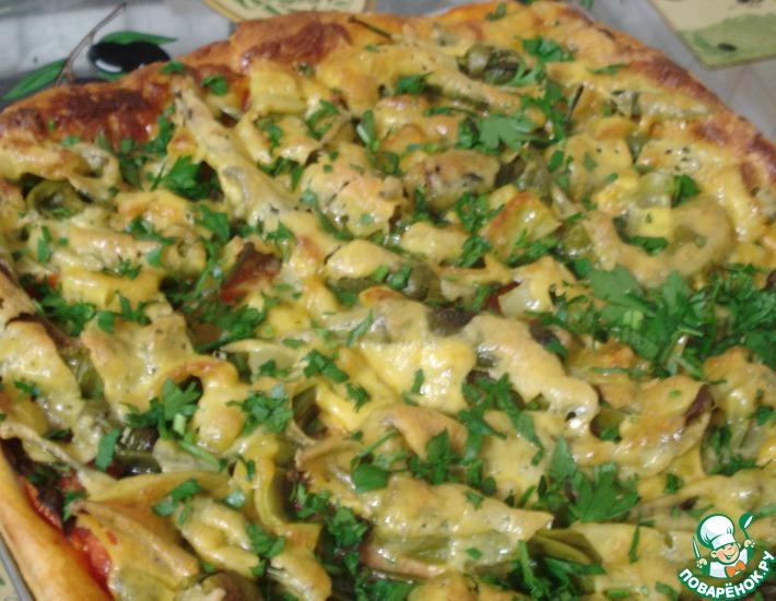 Рецепт: Пицца вегетарианская с горьким перцем