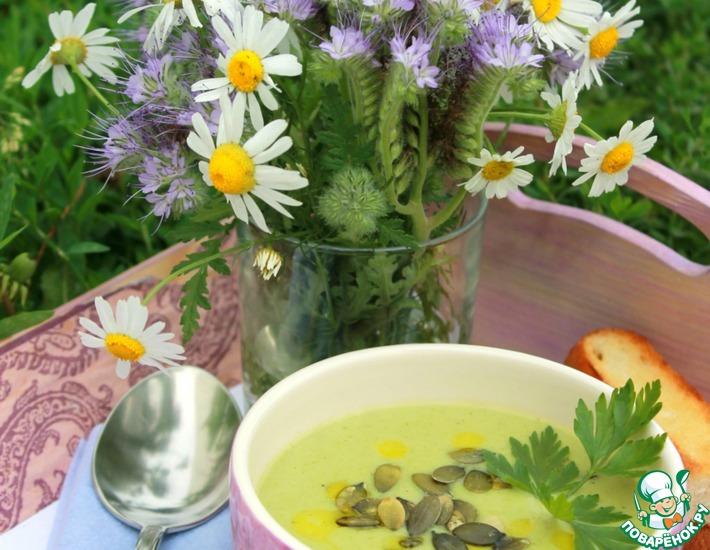 Рецепт: Зелёный бархатистый суп