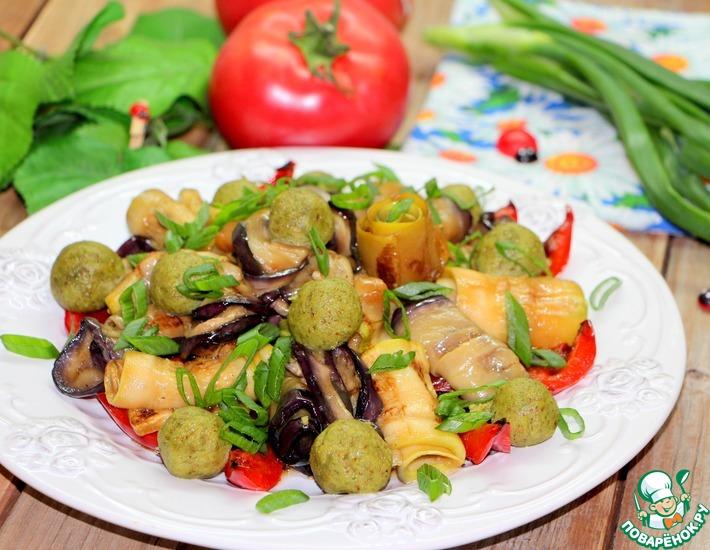 Рецепт: Овощной салат с ореховыми фрикадельками