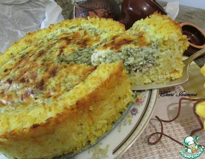 Рецепт: Рисовый пирог со скумбрией