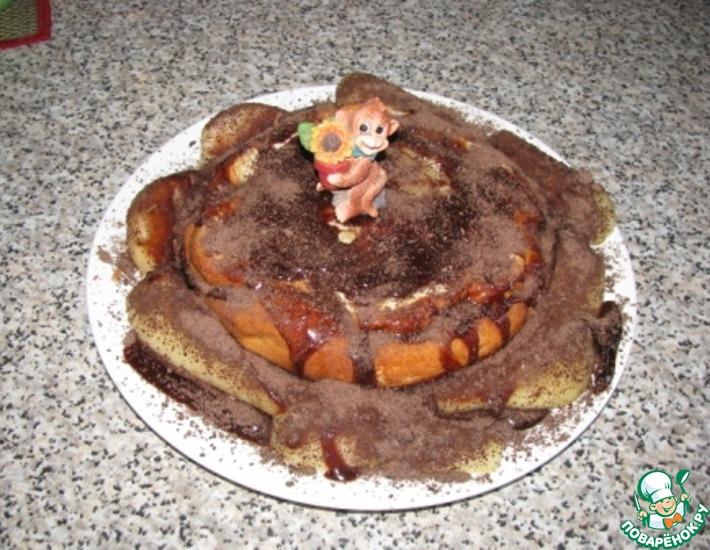 Рецепт: Творожно-манный пирог под шоколадной глазурью