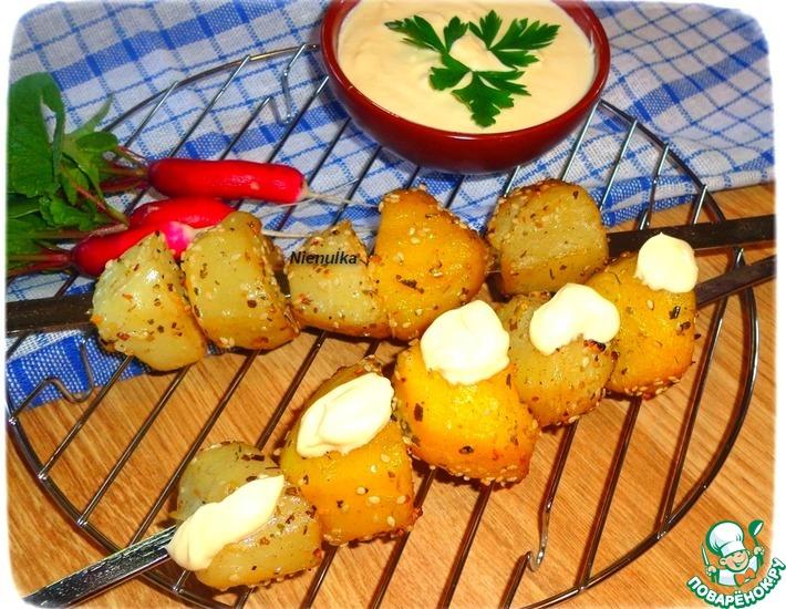 Рецепт: Картофельный шашлык в кунжуте