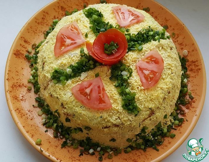 Рецепт: Салат-торт с куриным фаршем