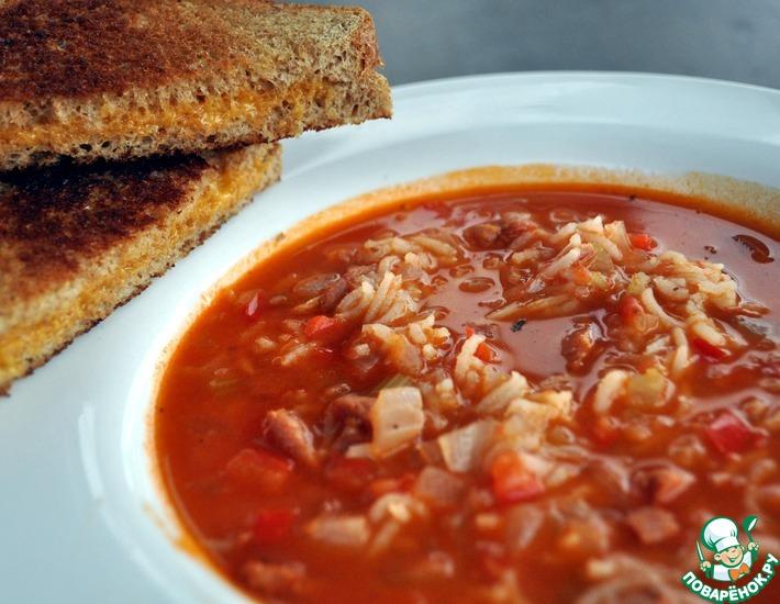 Рецепт: Суп с рисом и маринованными помидорами