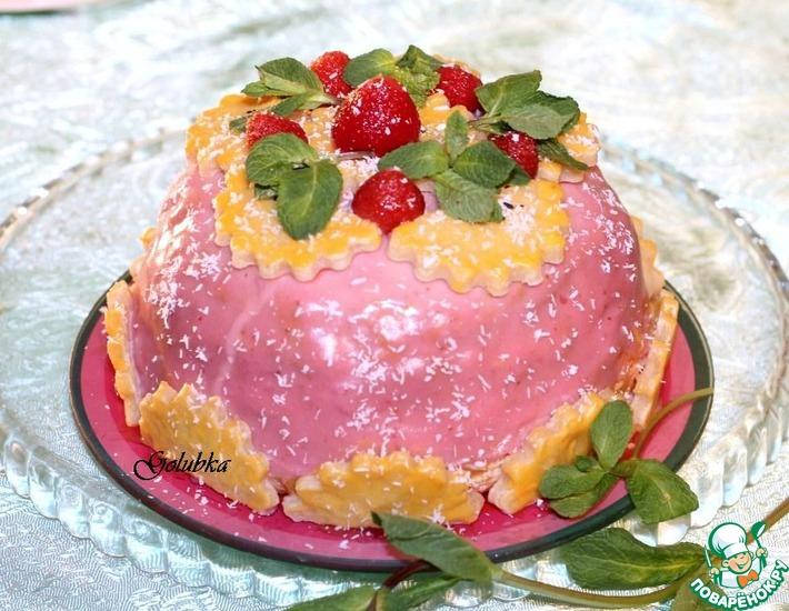 Рецепт: Клубничный блинный торт Гламурный