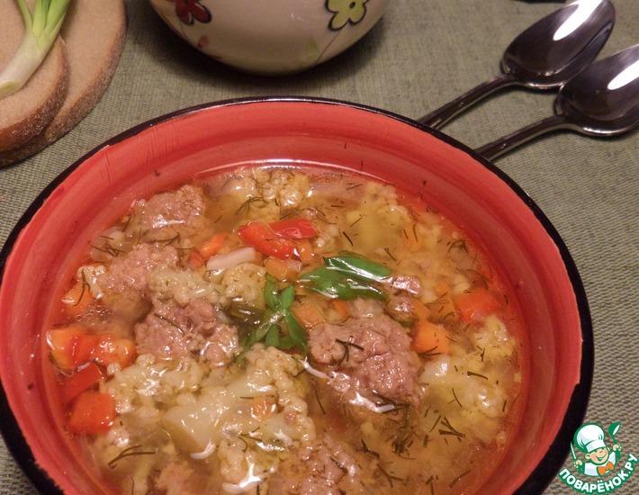 Рецепт: Овощной суп с булгуром и фрикадельками