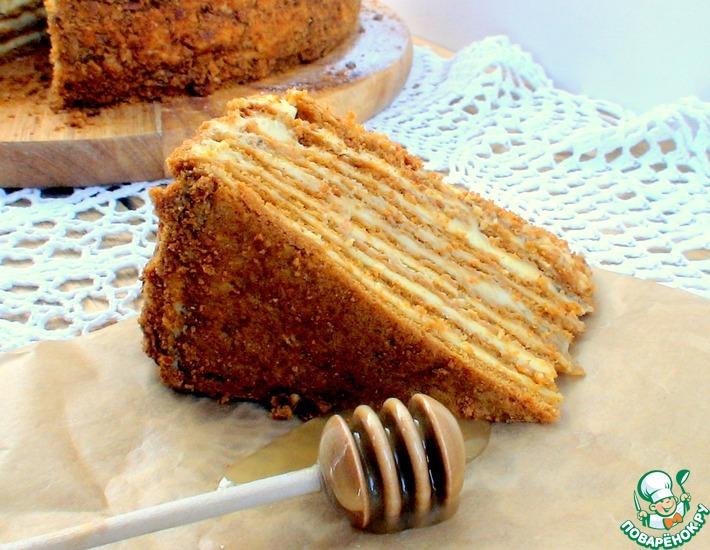 Рецепт: Карамельный торт Медовик с апельсиновым кремом