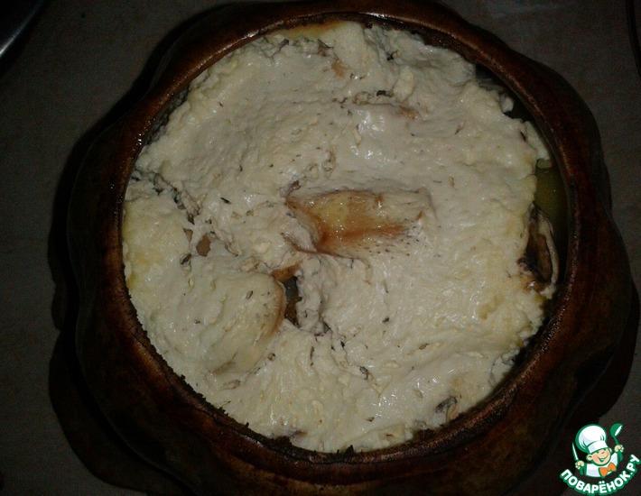 Рецепт: Картофель в горшочке с курицей и грибами