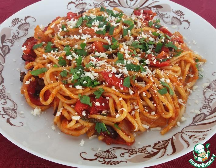Рецепт: Спагетти с печеным перцем