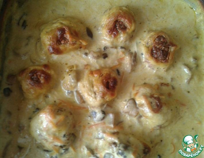 Рецепт: Мясные шарики в грибном соусе