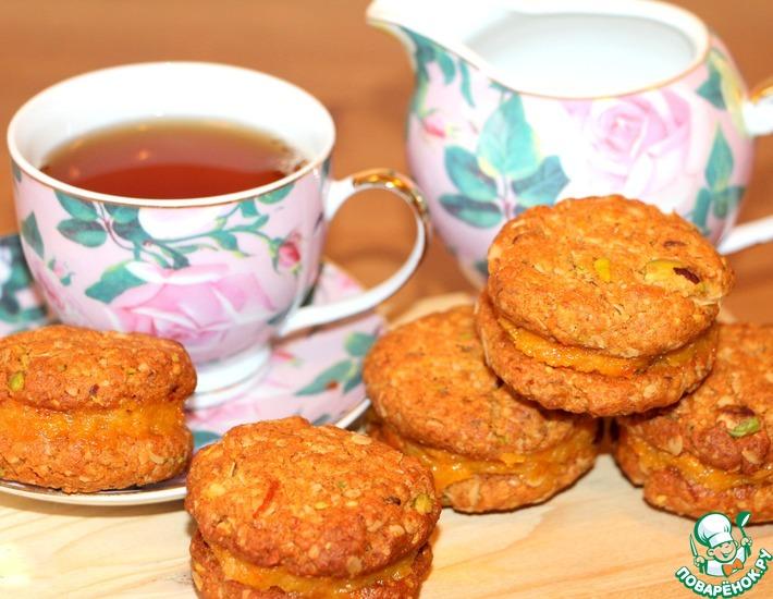 Рецепт: Овсяное печенье с фисташками Солнышко