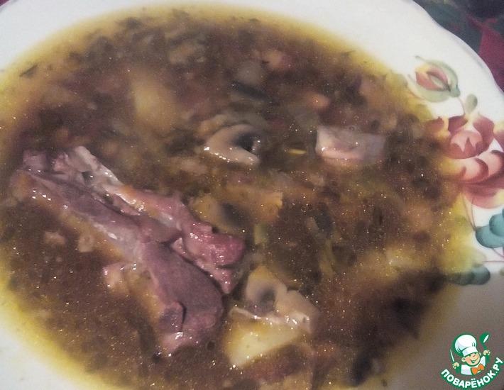 Рецепт: Фасолевый суп с грибами и свининой