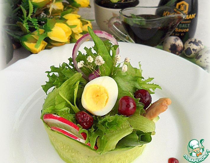 Рецепт: Весенний салат с джемовым соусом