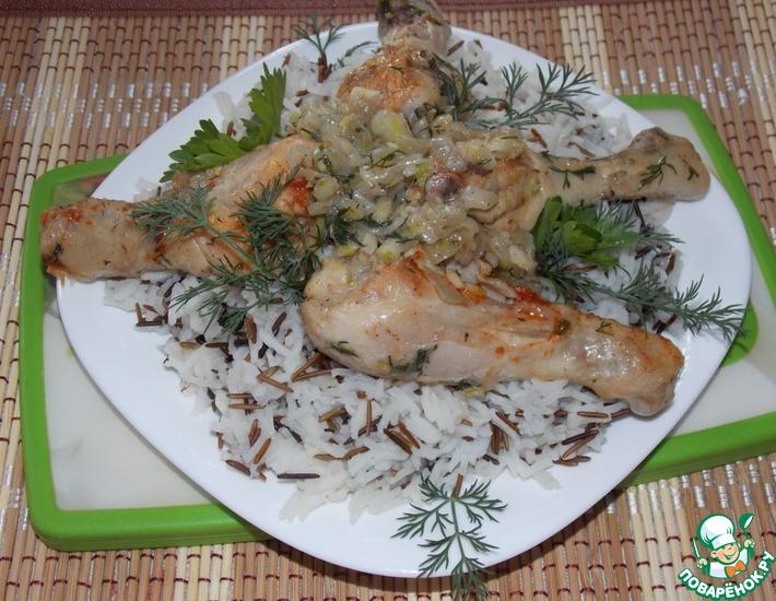 Рецепт: Курица с луком и рисом