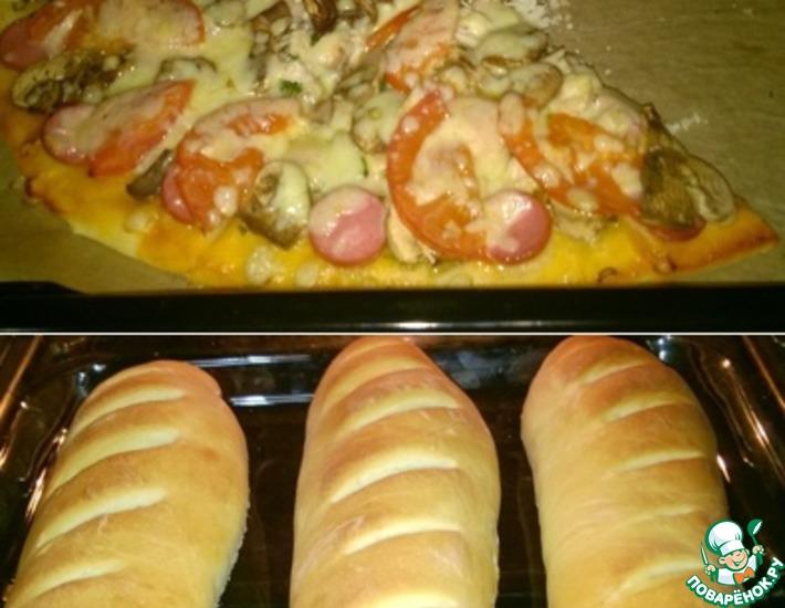 Рецепт: Пицца и 3 багета