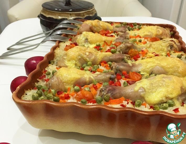 Рецепт: Рис с овощами и куриными ножками