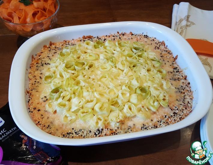 Рецепт: Запеканка рисовая с розами из кабачков