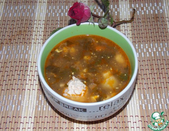 Рецепт: Томатно-щавелевый суп с фрикадельками