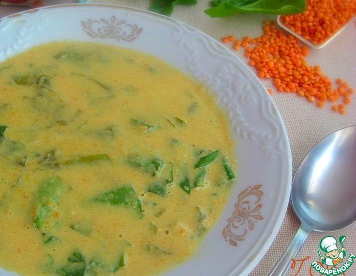 Рецепт: Щавелевый крем-суп с чечевицей