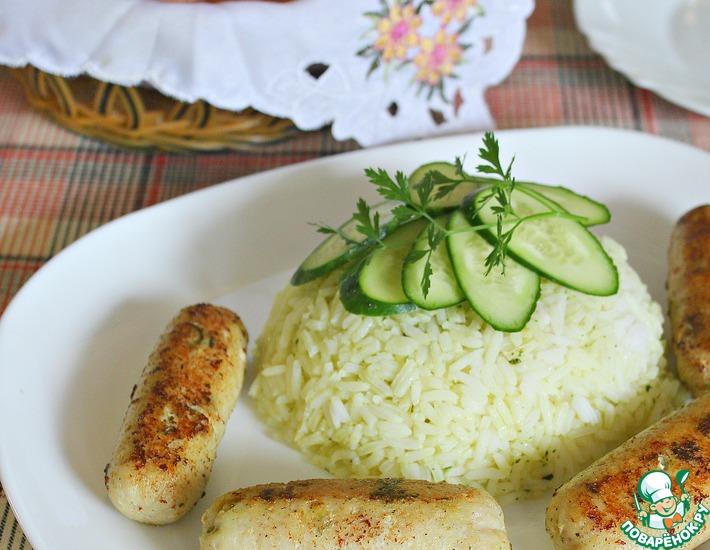 Рецепт: Рыбные колбаски со сливочно-пряным рисом