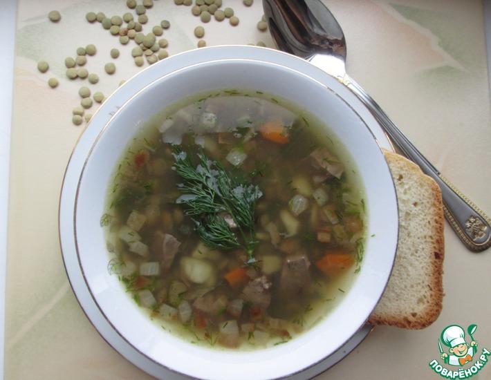Рецепт: Суп из чечевицы с отварным языком