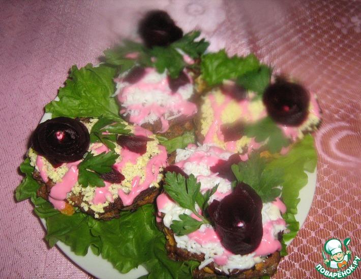 Рецепт: Печеночные пирожные Розовые розы