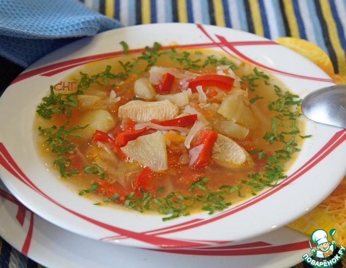 Рецепт: Овощной суп с кислыми яблоками