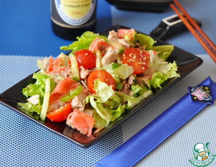 Рецепт: Японский салат с курицей и имбирем