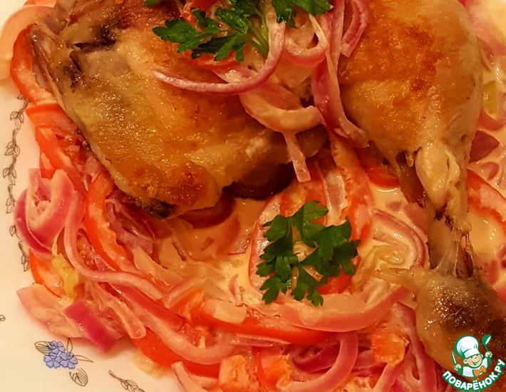 Рецепт: Курица и сметанный соус-салат