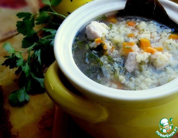 Рецепт: Куриный суп с пшеном и лимоном