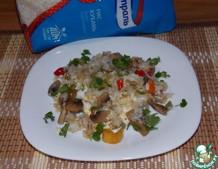 Рецепт: Рис с яйцами, грибами и овощами