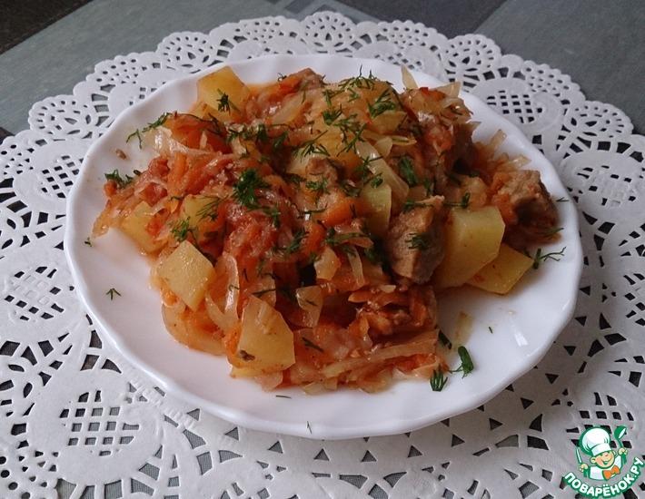 Рецепт: Овощное рагу с мясом на ужин