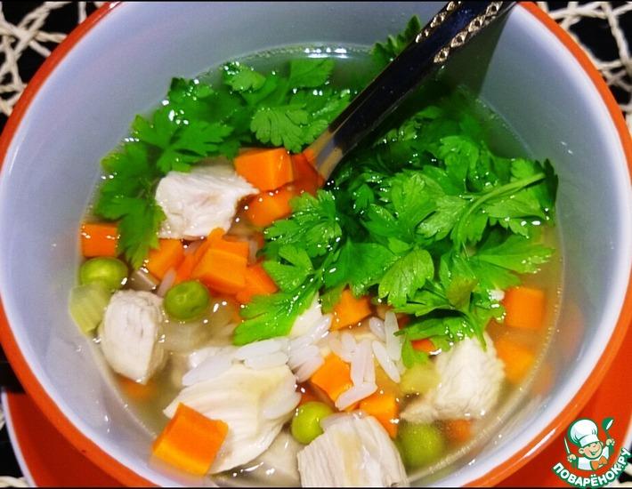 Рецепт: Рисово-овощной куриный суп