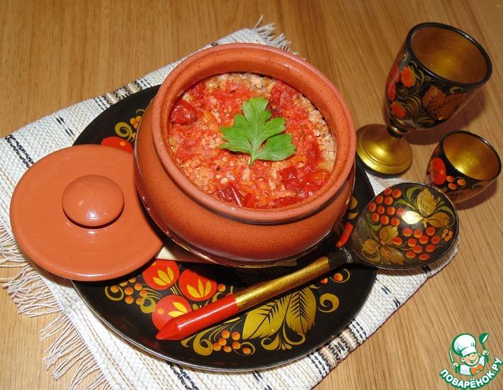 Рецепт: Гречневая каша с вялеными томатами и индейкой
