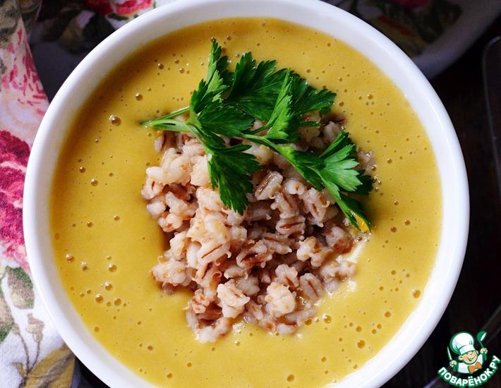 Рецепт: Овощной суп-пюре с жареной перловкой