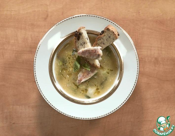 Рецепт: Суп из барабульки, лука-порея и фенхеля