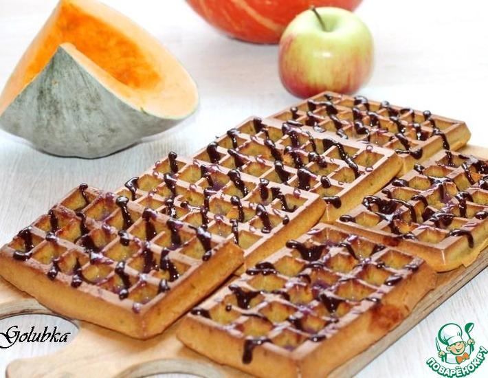 Рецепт: Пряные тыквенно-яблочные вафли с шоколадом