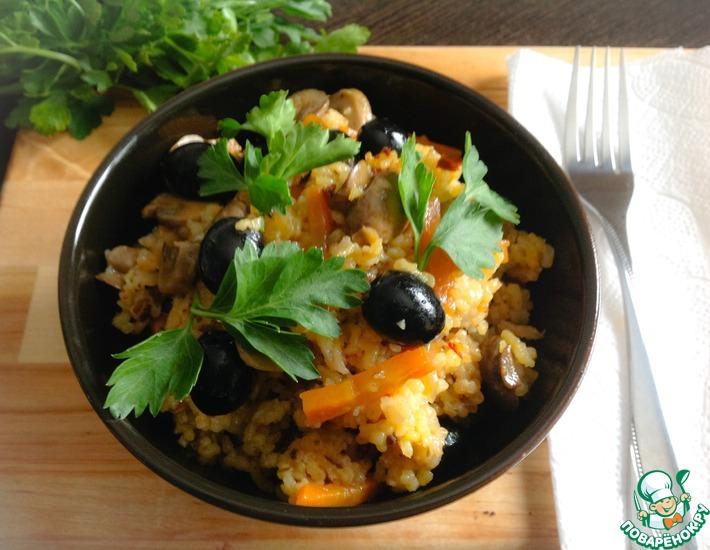 Рецепт: Рис с грибами и маслинами
