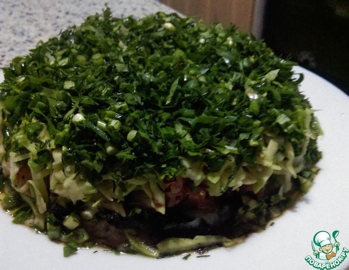 Рецепт: Салат-торт по мотивам японских роллов