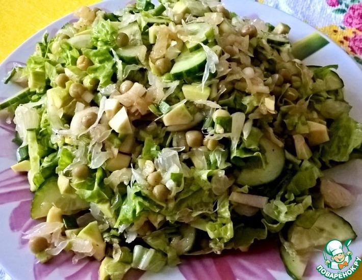 Рецепт: Зеленый салат с помело
