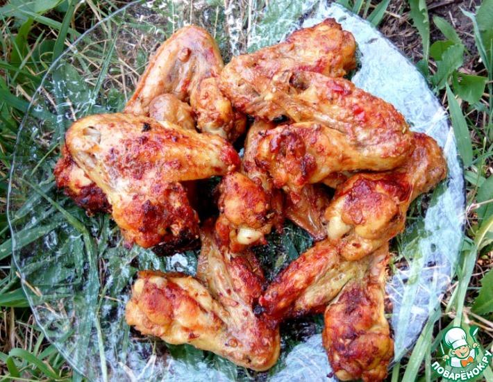 Рецепт: Крылышки, запеченные с горчицей и барбарисом